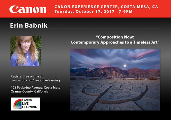 Erin to Give Talk for Canon in Los Angeles
