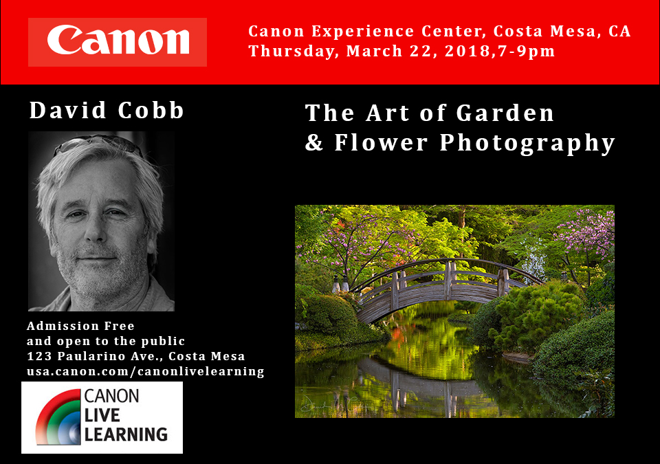 David Cobb to Speak at the Canon Experience Center in Costa Mesa
