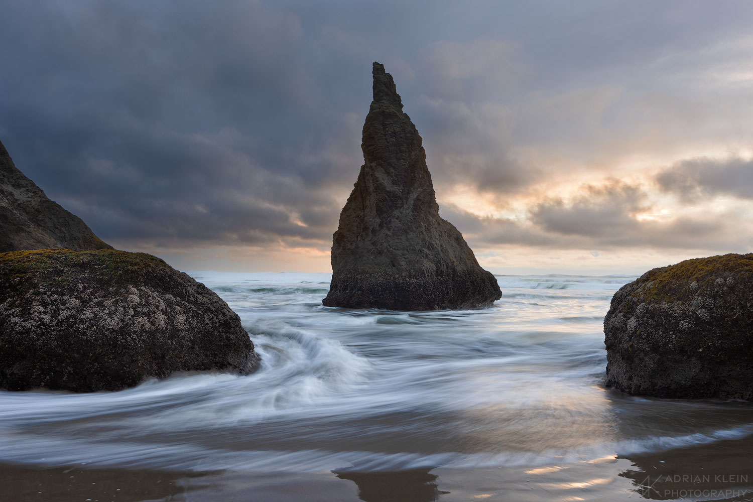 Bandon Beach Oregon at sunset with Wizards Cap